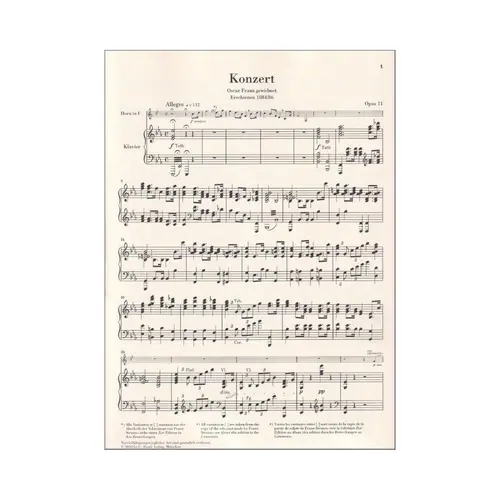 Horn Concerto no. 1 E flat major op. 11 - piano reduction