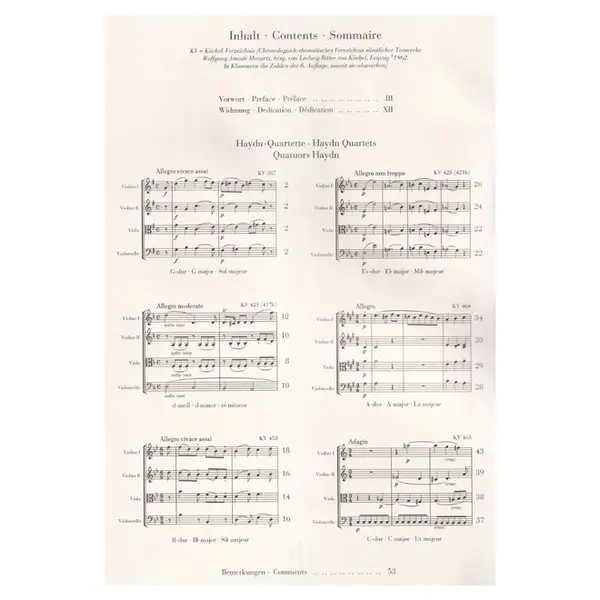 String Quartets, Volume III (Haydn Quartets) - parts