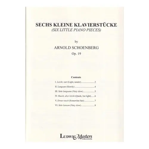 Sechs Kleine Klavierstcuke for Solo Piano Op.19