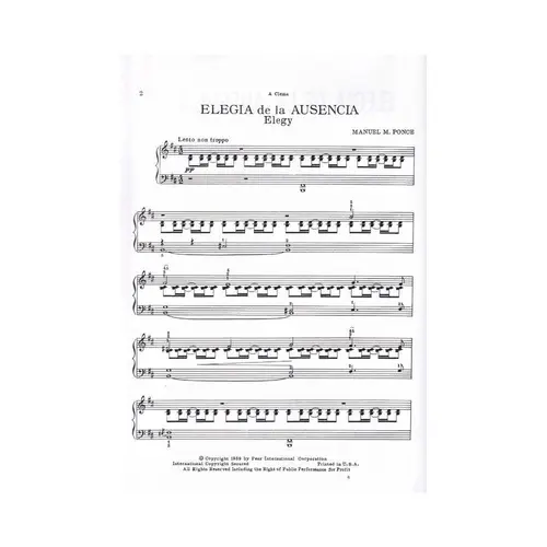 Elegia De La Ausencia For Piano
