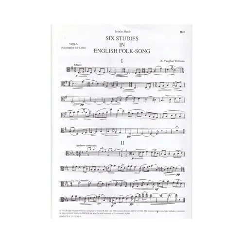 Six Studies in English Folk Song for Viola