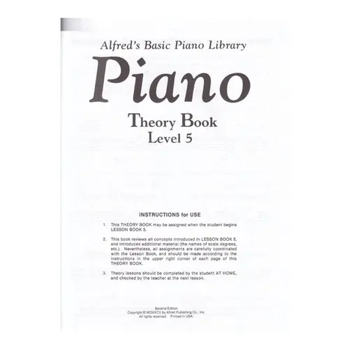 Alfred's Basic Piano Course - Theory Book 5