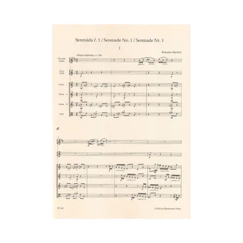Serenade no. 1 H 217 - Study Score