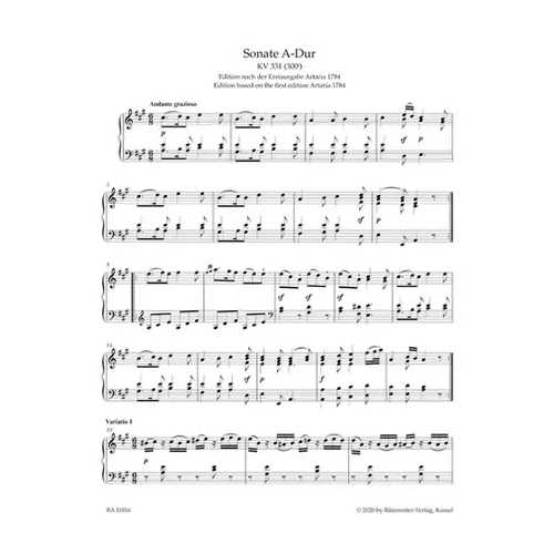 Sonata for Piano in A major K. 331 (300i)