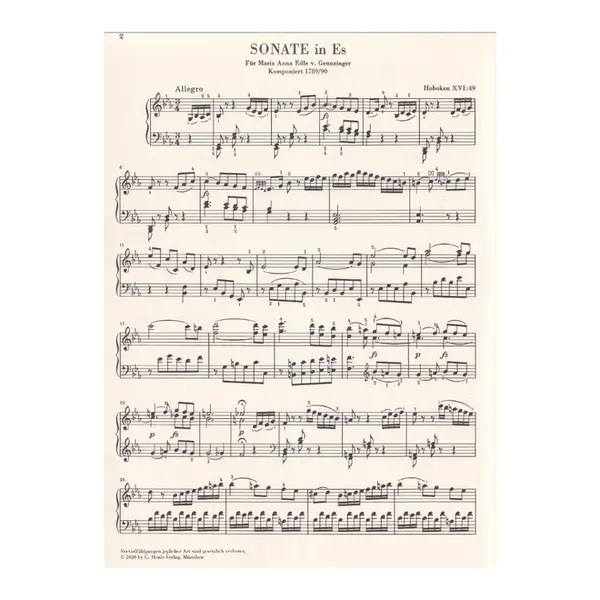 Piano Sonata E flat major Hob. XVI:49