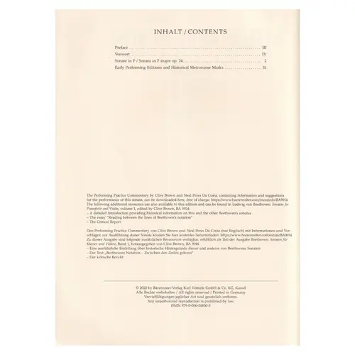 Sonata for Pianoforte and Violin in F major op. 24 "Spring Sonata"