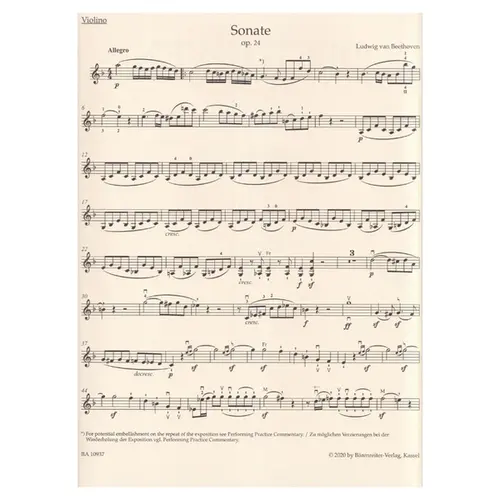 Sonata for Pianoforte and Violin in F major op. 24 "Spring Sonata"