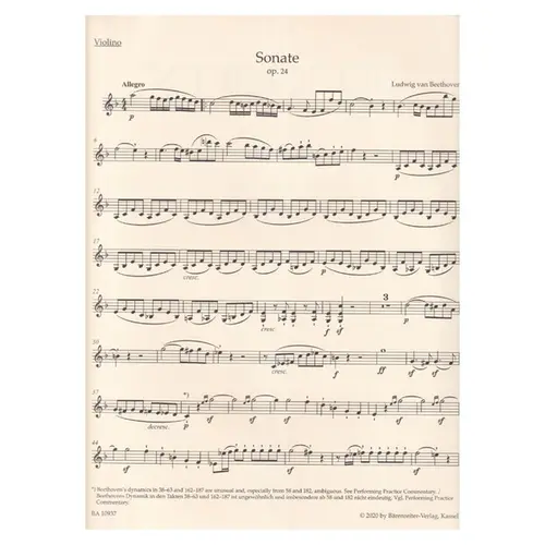 Sonata for Pianoforte and Violin in F major op. 24 "Spring Sonata"