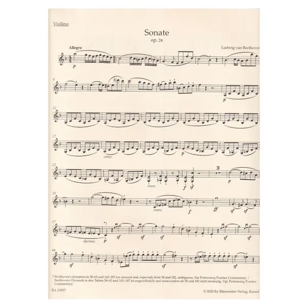 Sonata for Pianoforte and Violin in F major op. 24 "Spring Sonata"