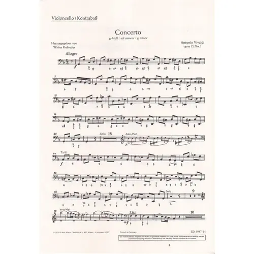 Violin Concerto G minor Op. 12 n.1 RV 317 - set of parts