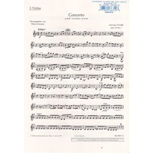 Violin Concerto G minor Op. 12 n.1 RV 317 - solo-violine concerto