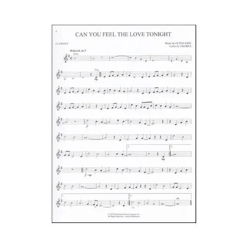 The Lion King for Clarinet