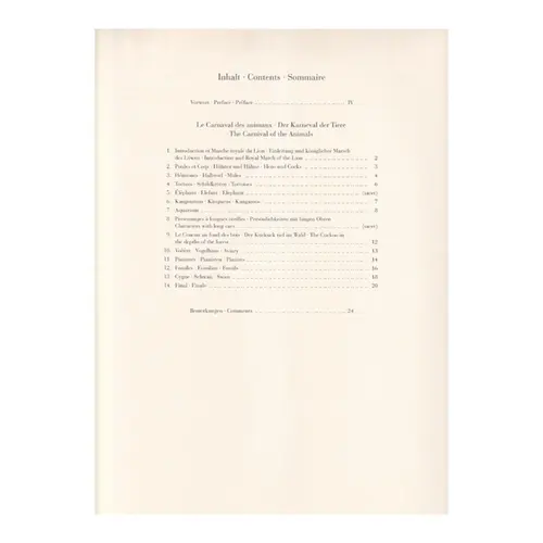 Le Carnaval des animaux for chamber ensemble - partes