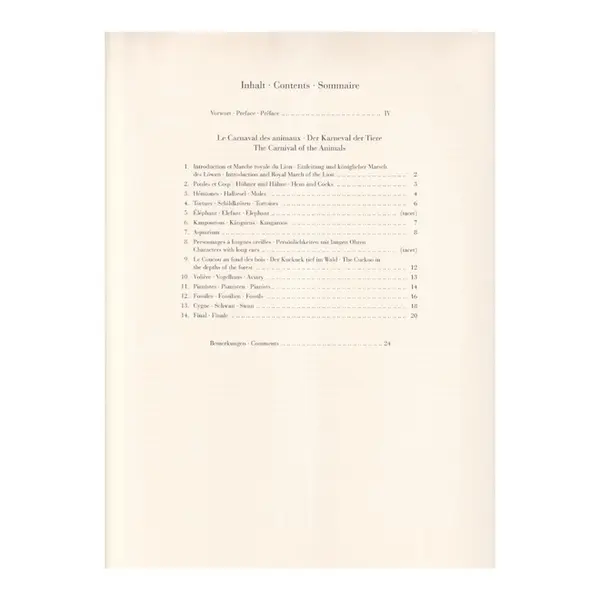 Le Carnaval des animaux for chamber ensemble - partes