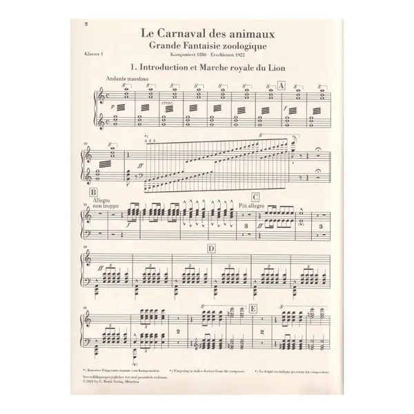 Le Carnaval des animaux for chamber ensemble - partes