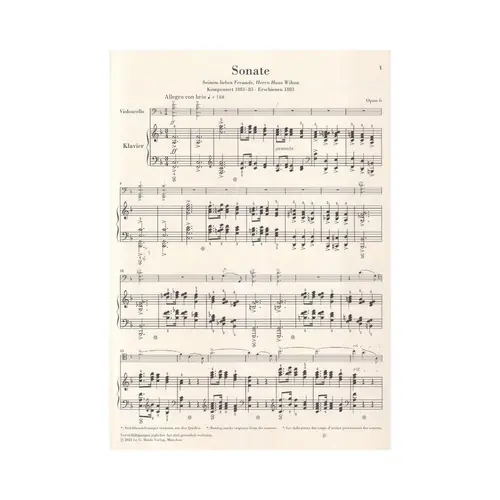 Sonata F major Op.6 for Violoncello and Piano