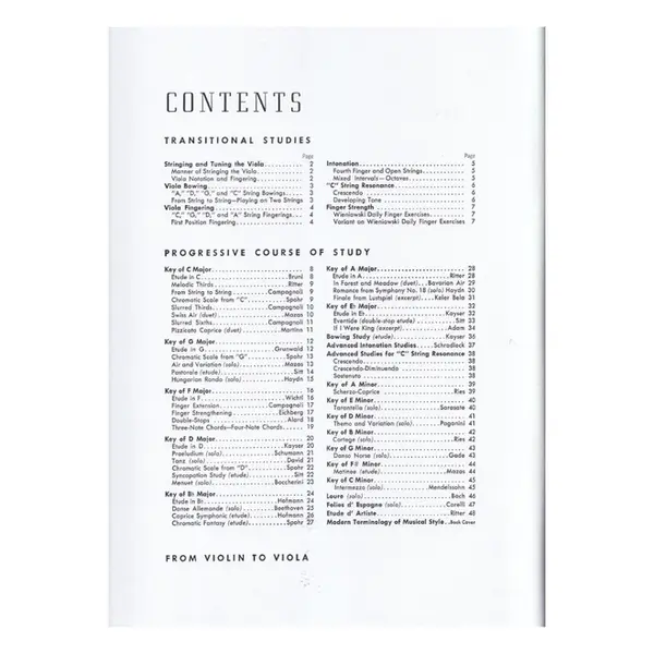 From Violin to Viola - a transitional method