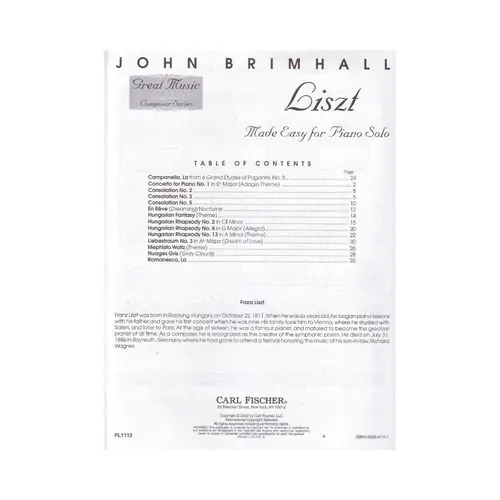 Made Easy For Piano - Liszt