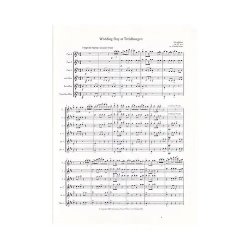 Wedding Day At Troldhaugen Op.65 N.6 For Flute Choir