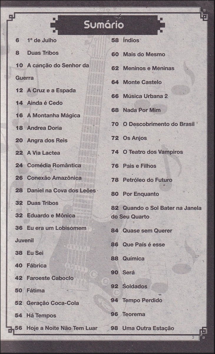 Guia de Cifra Musicais Especial: Legião Urbana - Os maiores sucessos da  Banda Legião Urbana - Guia de Cifra Musicais Especial: Legião Urbana -  Editora Online