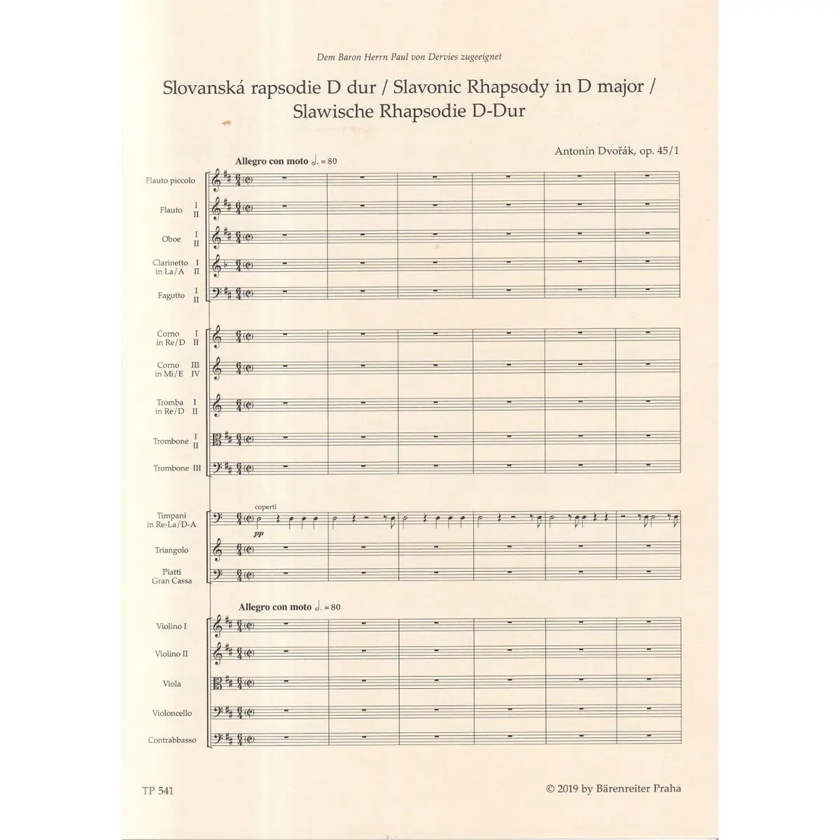 Slavonic Rhapsody in D major op. 45/1 - study score