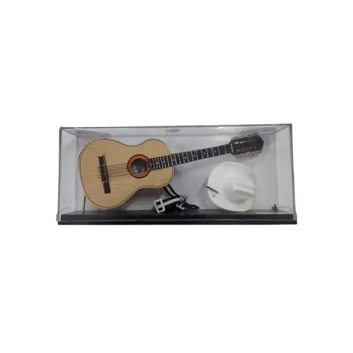 Miniatura Viola Caipira 10 cordas gr 1:4 25cm + Chapéu -  28 cm em caixa acrílica