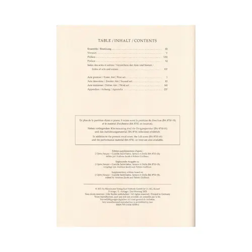 Samson et Dalila - vocal score