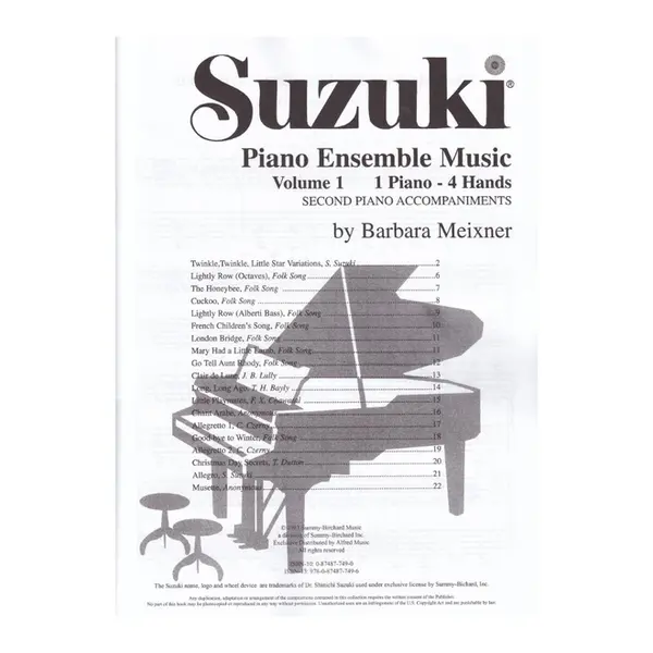 Suzuki Piano Ensemble Music Vol.1 for Piano Duet - Second piano