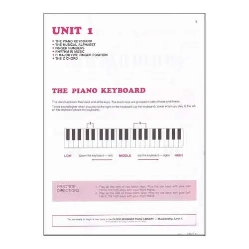 The older beginner piano course level 1