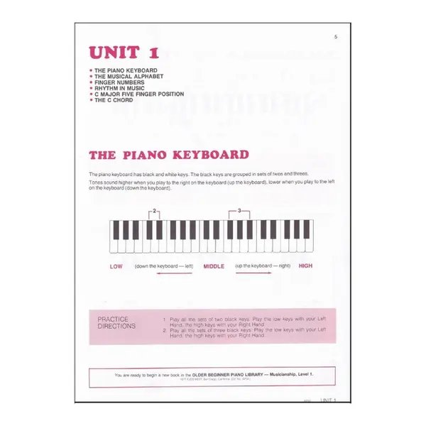 The older beginner piano course level 1