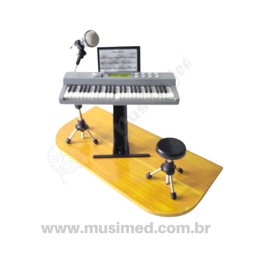 Miniatura de piano infantil com estrutura de madeira e