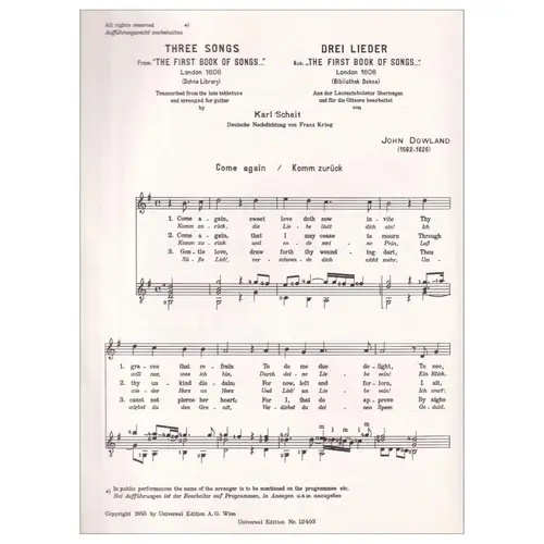 Three Songs For Voice And Guitar