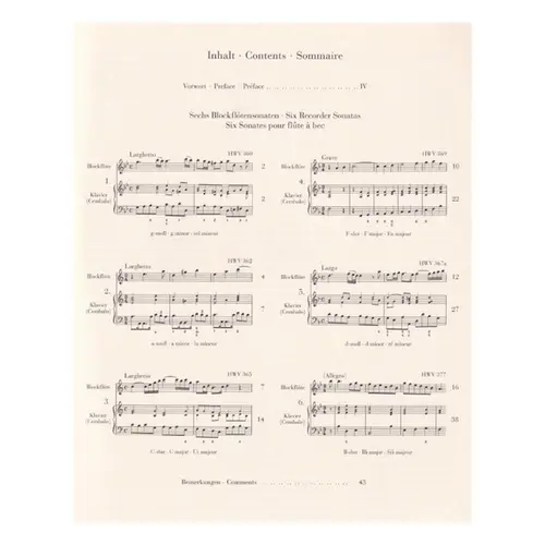 Six Recorder Sonatas