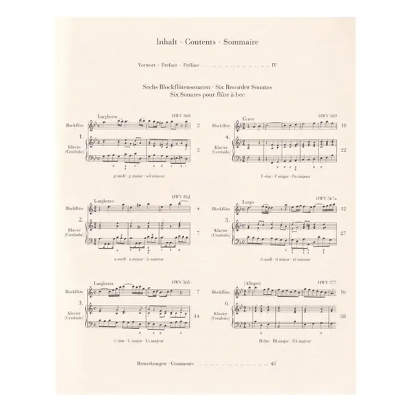 Six Recorder Sonatas