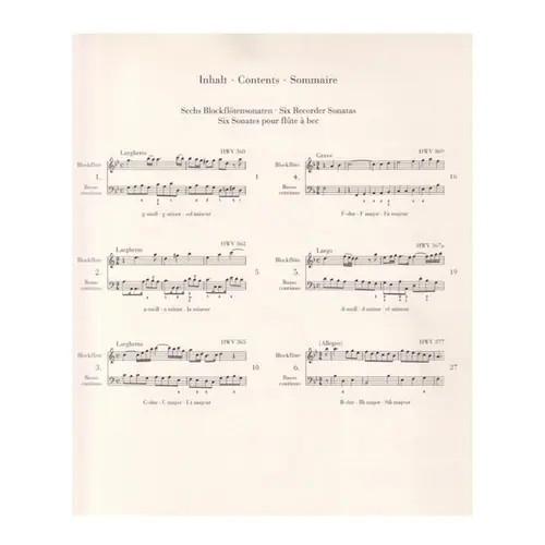 Six Recorder Sonatas
