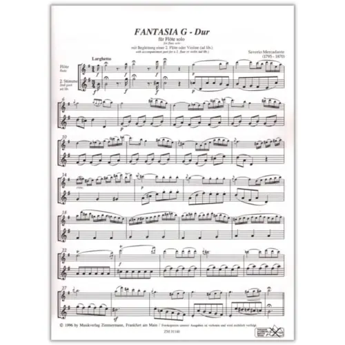 Fantasia In G Major For Flute Solo
