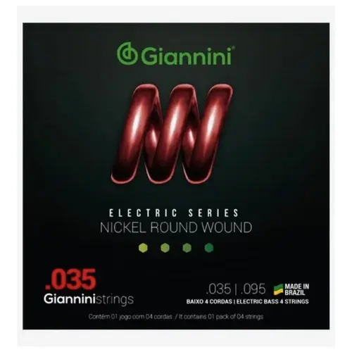 Encordoamento para baixo elétrico 4 cordas 0.35 extra leve Giannini GEEBRLX
