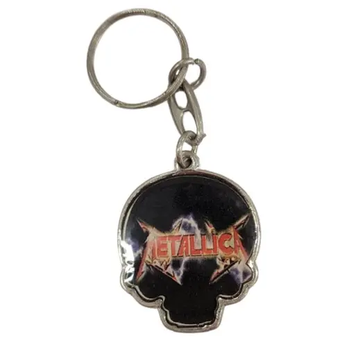 Chaveiro Caveira Metallica Preto com Vermelho