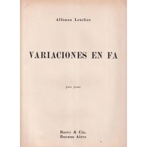 Variaciones En Fa  (Edição Antiga)