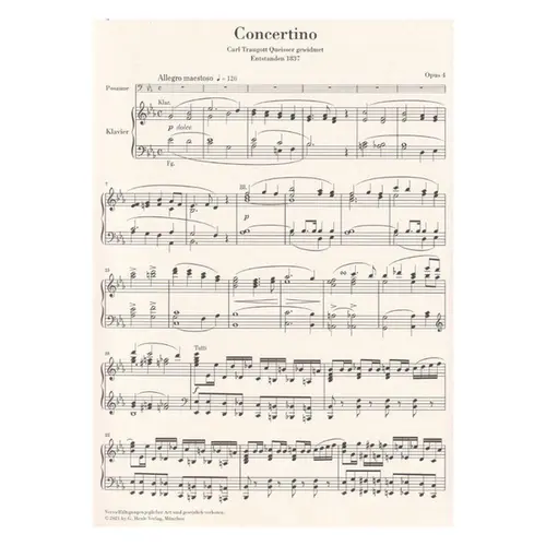 Concertino E flat major op. 4 for trombone and Orchestra - piano reduction