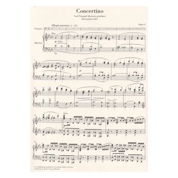Concertino E flat major op. 4 for trombone and Orchestra - piano reduction