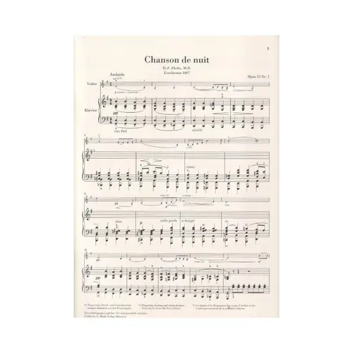 Chanson de nuit, Chanson de matin op. 15 for Violin and Piano