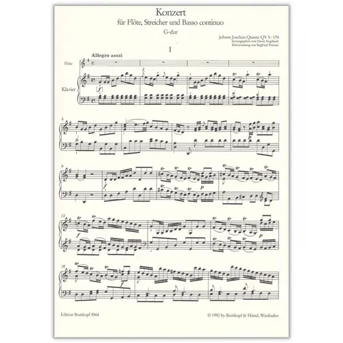 Flute Concerto in G major QV 5:174 for flute and piano
