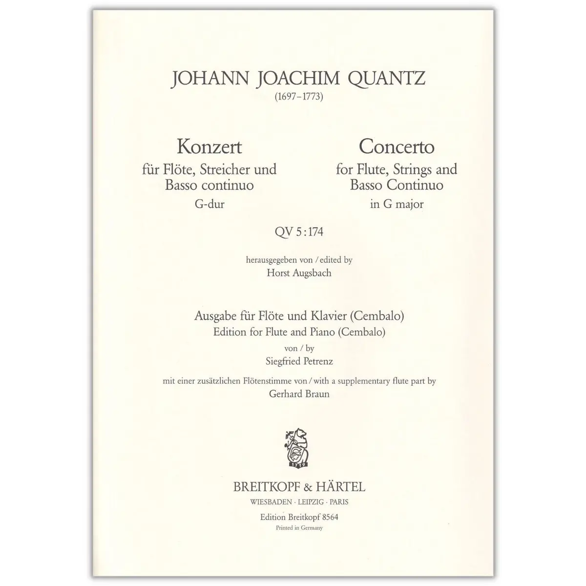 Flute Concerto in G major QV 5:174 for flute and piano