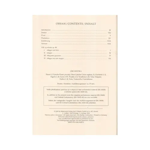 Symphony no. 8 in G major op. 88 - study score