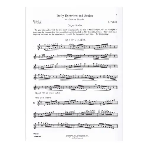 Daily Exercices And Scales For Flute Or Piccolo