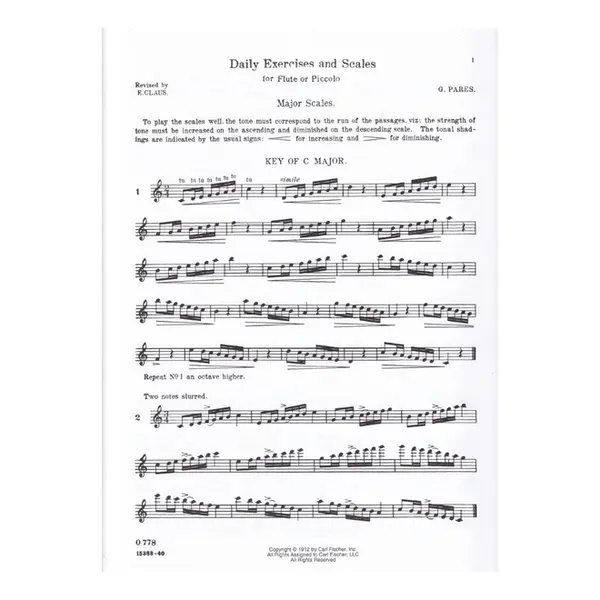Daily Exercices And Scales For Flute Or Piccolo