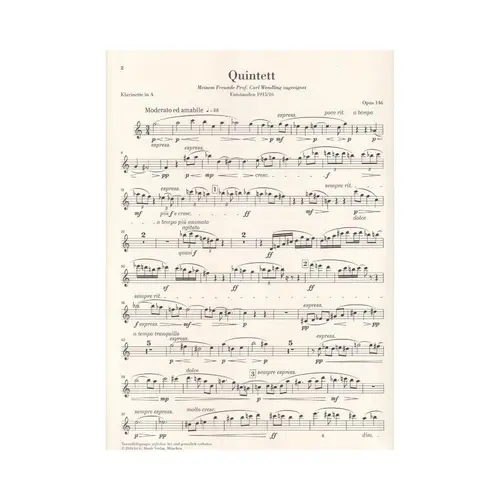 Clarinet Quintet In A Major Op.146