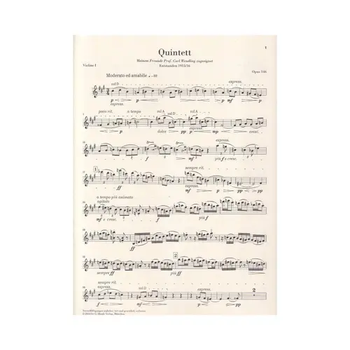 Clarinet Quintet In A Major Op.146
