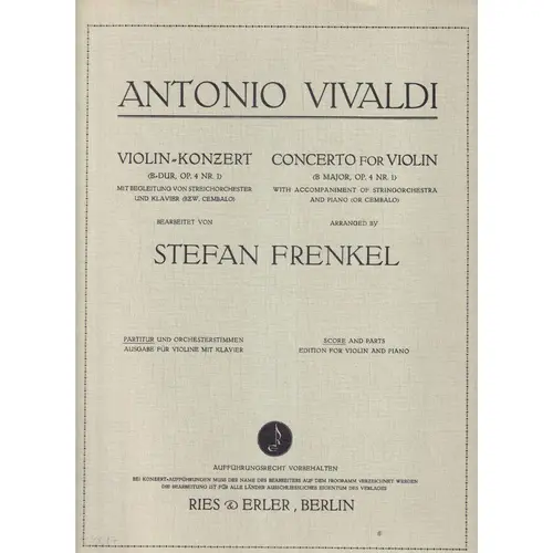 Concerto For Violin (B Major, Op. 4 N. 1)
